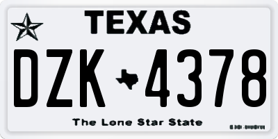 TX license plate DZK4378