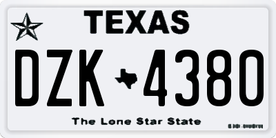 TX license plate DZK4380