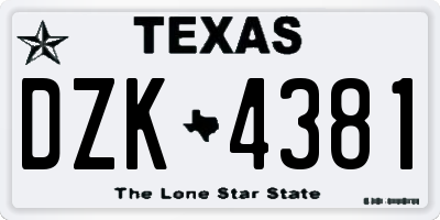 TX license plate DZK4381