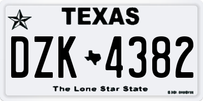 TX license plate DZK4382