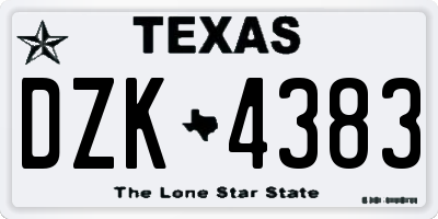 TX license plate DZK4383
