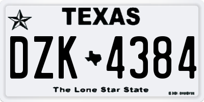 TX license plate DZK4384