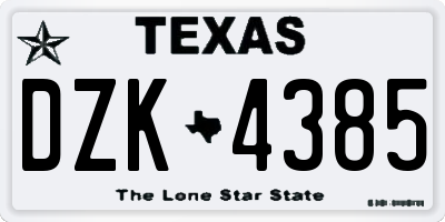 TX license plate DZK4385