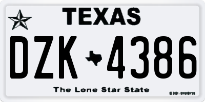 TX license plate DZK4386