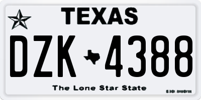 TX license plate DZK4388