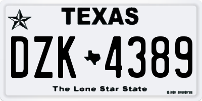 TX license plate DZK4389