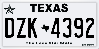 TX license plate DZK4392