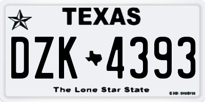 TX license plate DZK4393