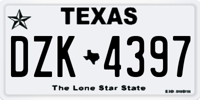 TX license plate DZK4397