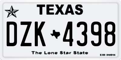 TX license plate DZK4398