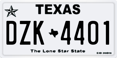 TX license plate DZK4401
