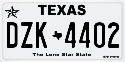 TX license plate DZK4402