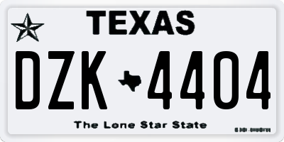 TX license plate DZK4404