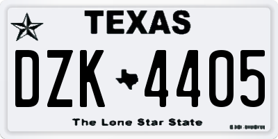 TX license plate DZK4405