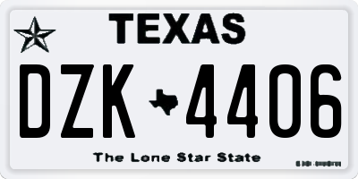 TX license plate DZK4406