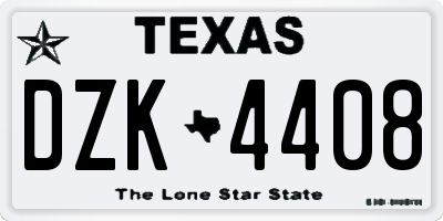 TX license plate DZK4408