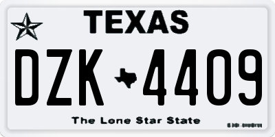 TX license plate DZK4409