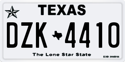 TX license plate DZK4410