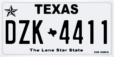 TX license plate DZK4411