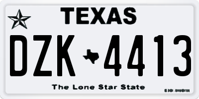 TX license plate DZK4413