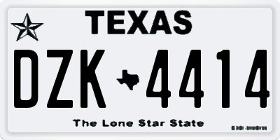 TX license plate DZK4414