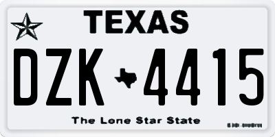 TX license plate DZK4415