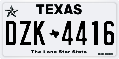 TX license plate DZK4416