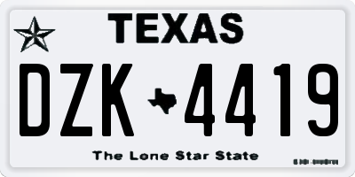 TX license plate DZK4419