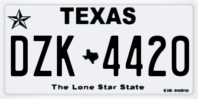 TX license plate DZK4420