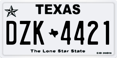 TX license plate DZK4421