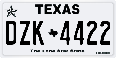 TX license plate DZK4422