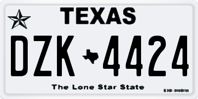 TX license plate DZK4424
