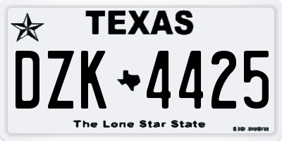 TX license plate DZK4425