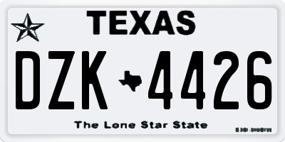 TX license plate DZK4426