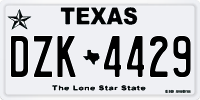 TX license plate DZK4429
