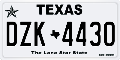 TX license plate DZK4430