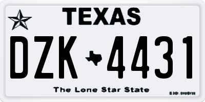 TX license plate DZK4431