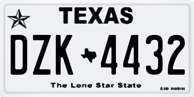TX license plate DZK4432