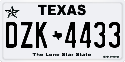 TX license plate DZK4433