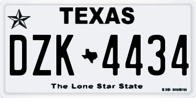 TX license plate DZK4434