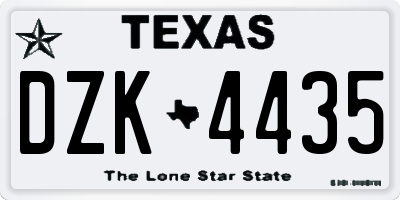 TX license plate DZK4435