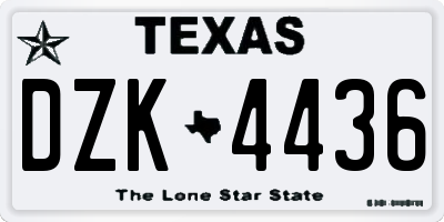 TX license plate DZK4436