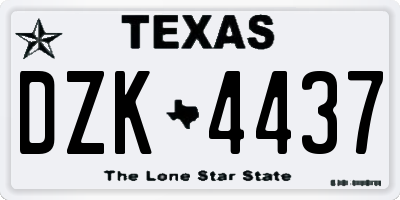 TX license plate DZK4437