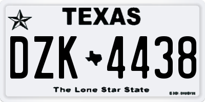 TX license plate DZK4438
