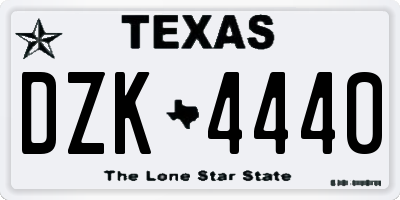 TX license plate DZK4440