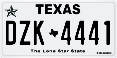 TX license plate DZK4441