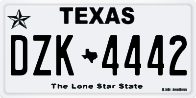 TX license plate DZK4442