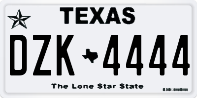TX license plate DZK4444