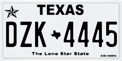TX license plate DZK4445