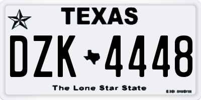 TX license plate DZK4448